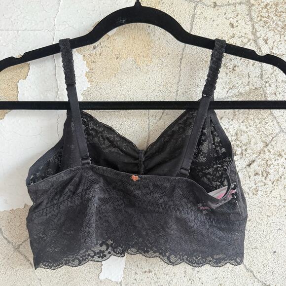 Victoria’s Secret PINK Lace Bralette Rhinestone Sparkle Rave Top NWT Black M - Picture 3 of 4